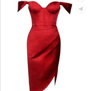 Red Satin Corset Dress